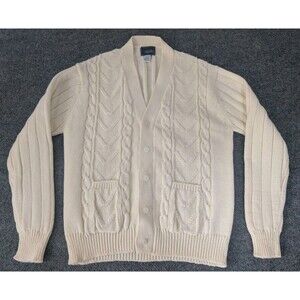 Vintage Sigallo Acrylic Button Down Sweater Cardigan Women's Size Large Cream